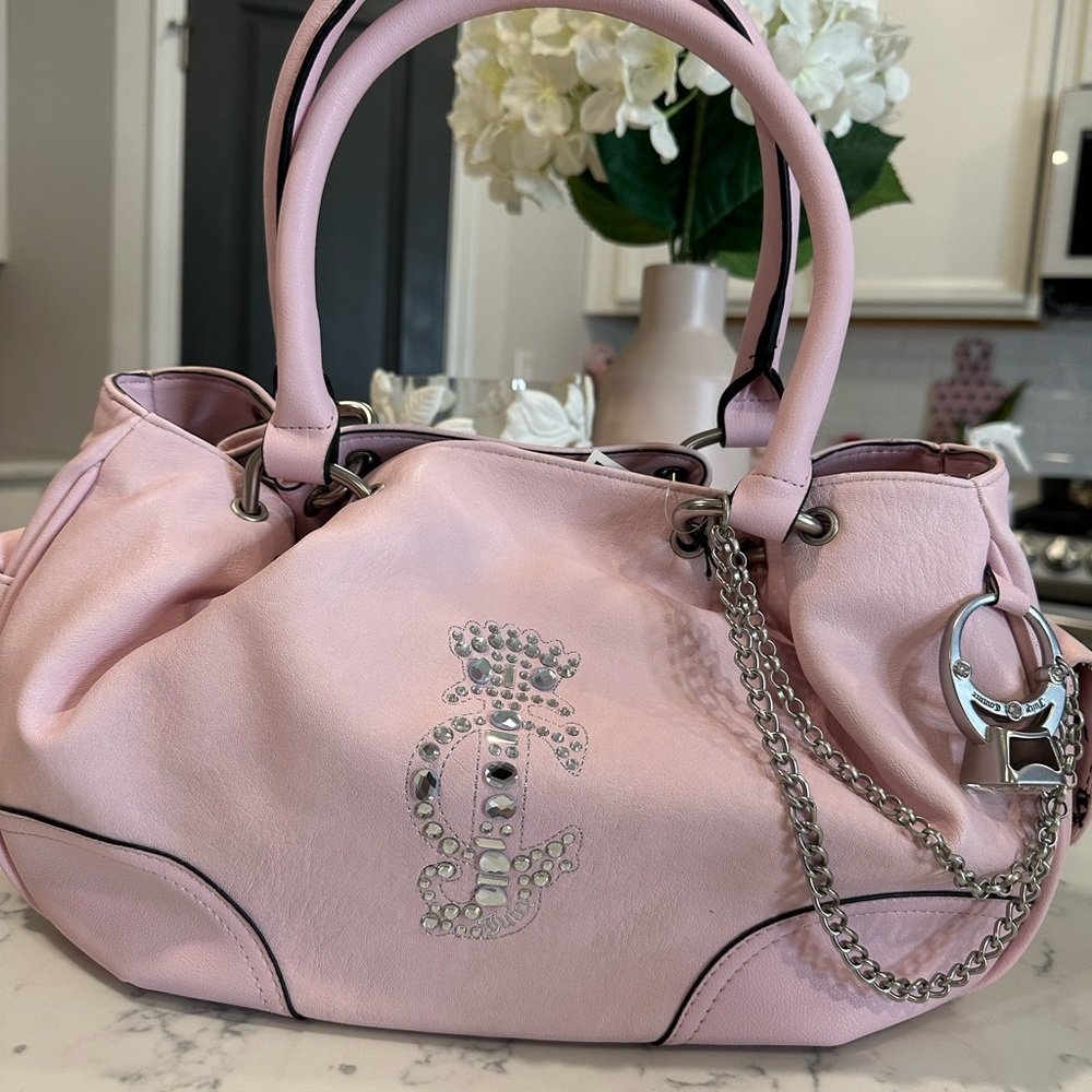 Juicy Couture Pink Shoulder Bag with Silver Chain